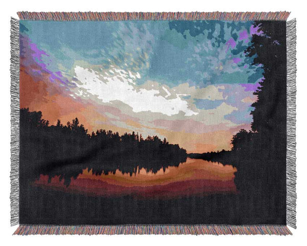 River Sunset Calm Woven Blanket