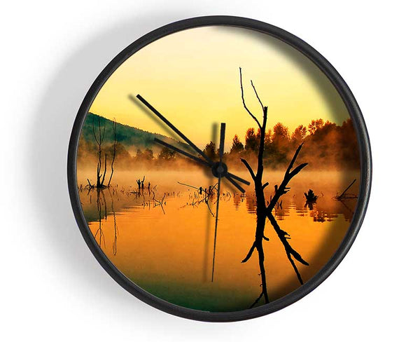 Morning Mist Over The Lake Clock - Wallart-Direct UK