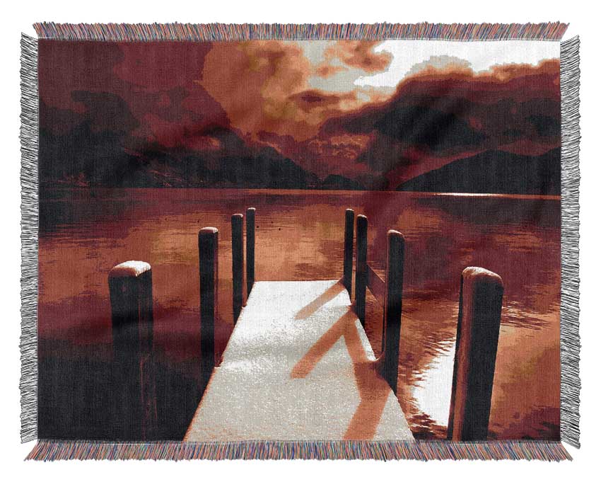 The Red Boardwalk River Woven Blanket