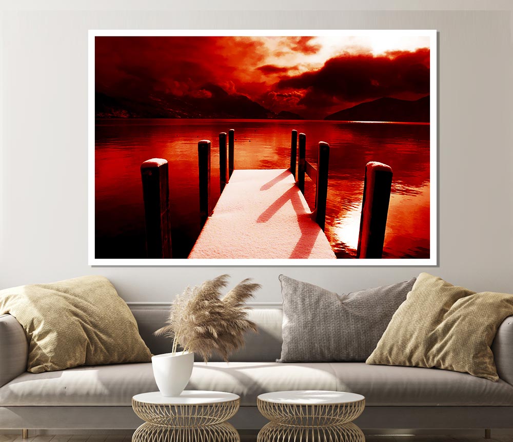 The Red Boardwalk River Print Poster Wall Art