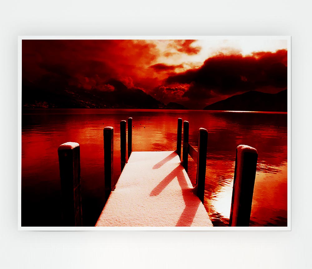 The Red Boardwalk River Print Poster Wall Art
