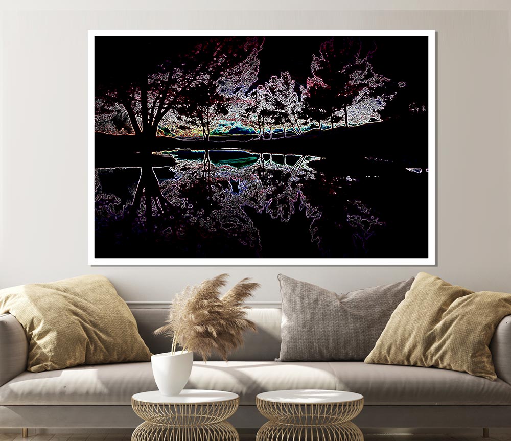 Abstract Neon Landscape 13 Print Poster Wall Art