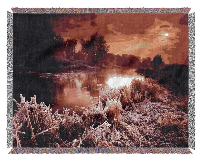 Winter By The Lake Woven Blanket