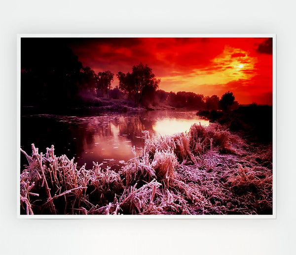 Winter By The Lake Print Poster Wall Art