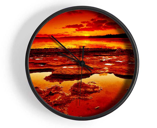 Stunning Orange Water Bay Clock - Wallart-Direct UK