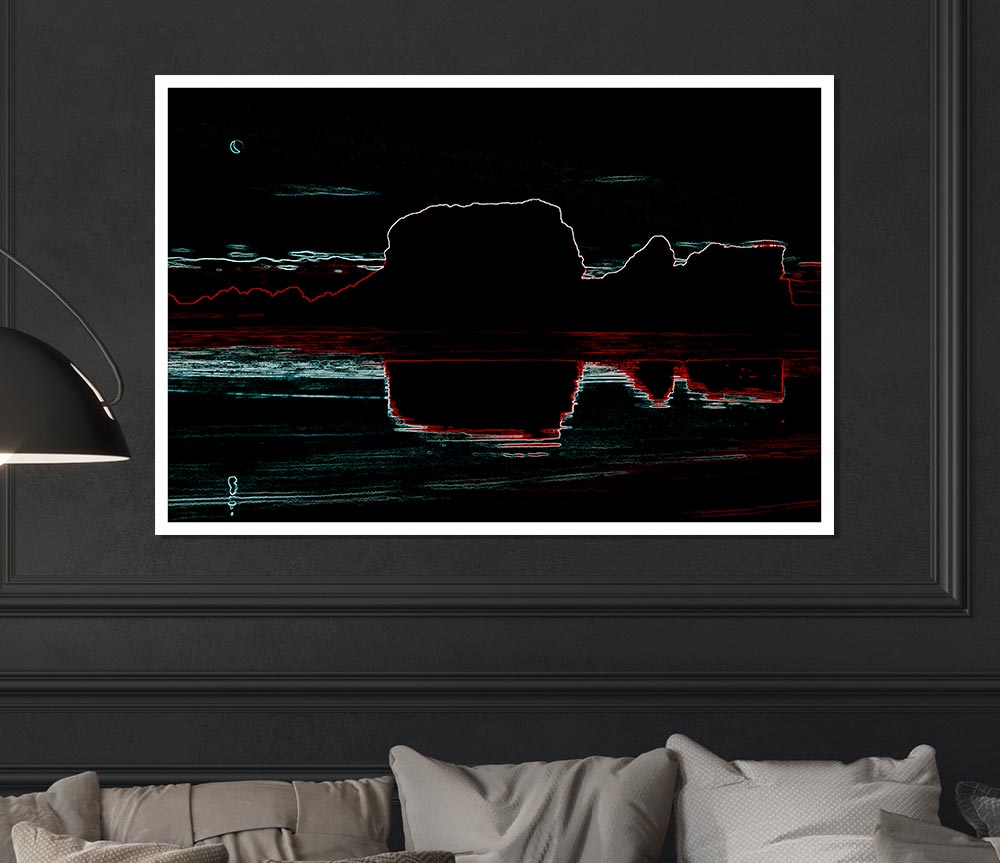 Abstract Neon Landscape 06 Print Poster Wall Art