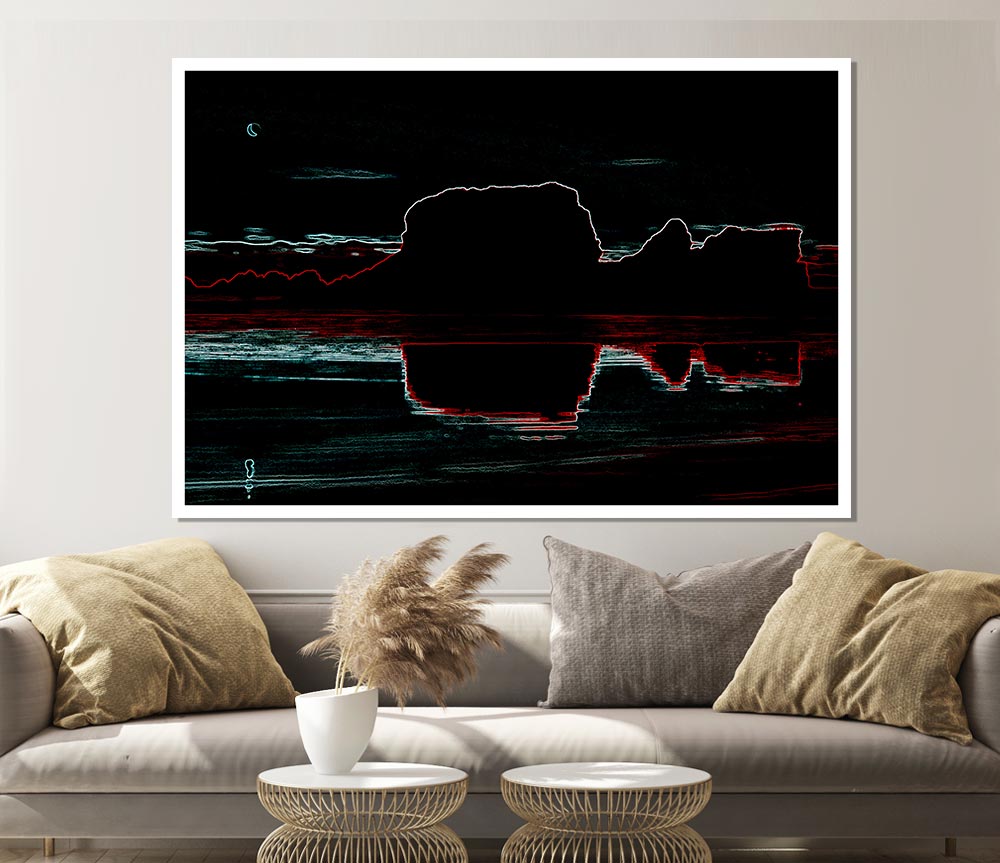 Abstract Neon Landscape 06 Print Poster Wall Art