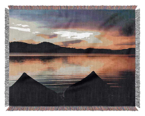 Rowing Boats At Dawn Woven Blanket