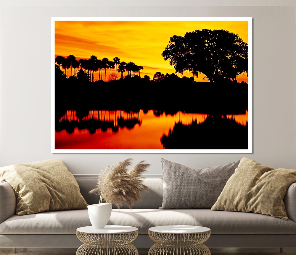 Beautiful Orange River Reflections Print Poster Wall Art