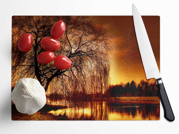 The Golden River Tree Glass Chopping Board