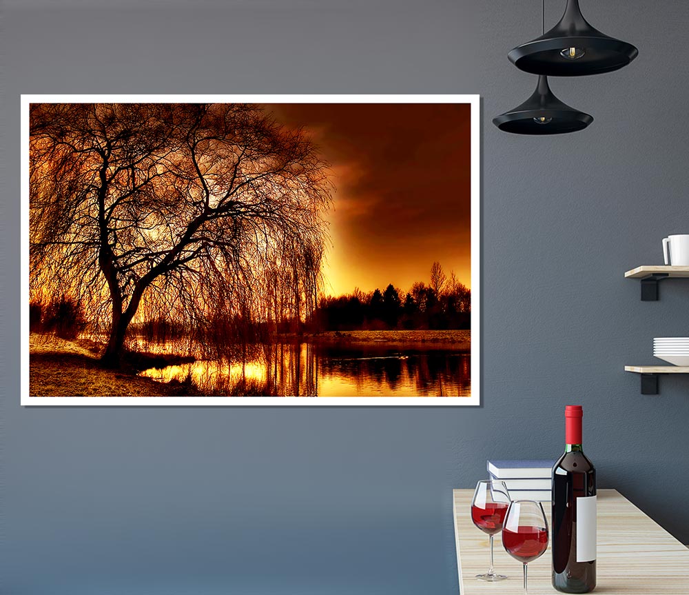 The Golden River Tree Print Poster Wall Art