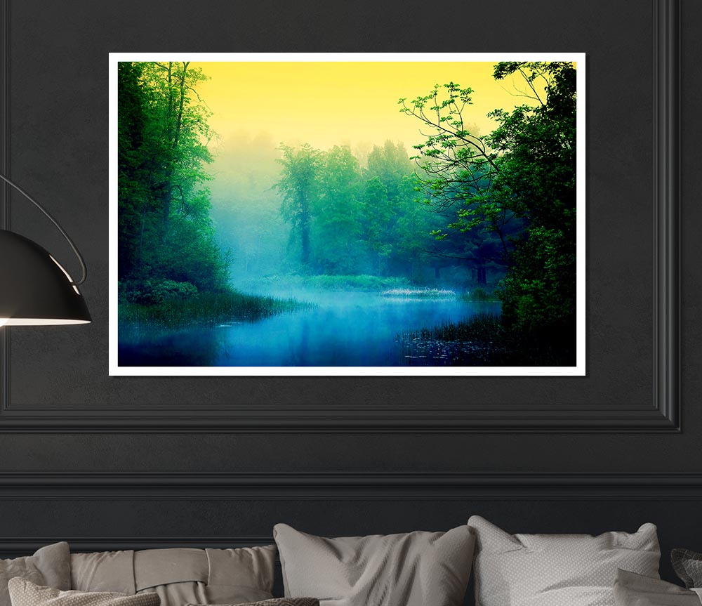 Lake In The Mist Print Poster Wall Art