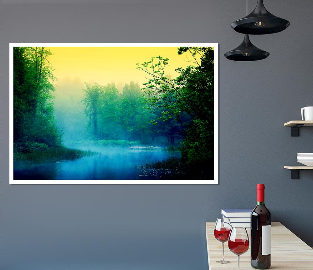 Lake In The Mist Print Poster Wall Art