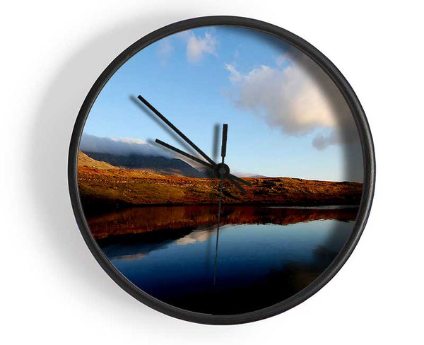 The Contours Of The Mountain Lake Clock - Wallart-Direct UK