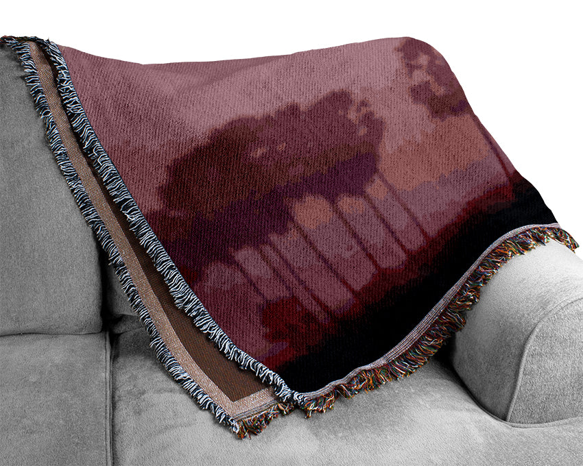 Sun Over The Deep Pink Lake Woven Blanket
