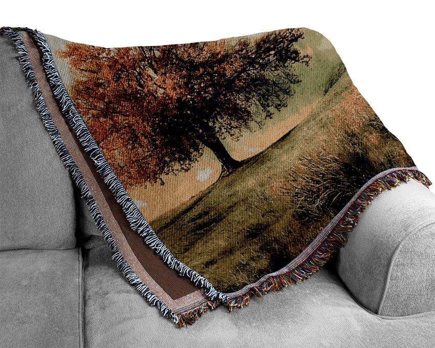 Hot Air Balloon Ride In The Countryside Woven Blanket