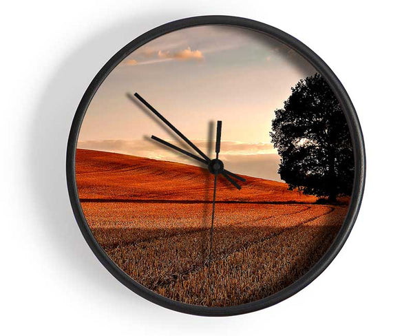 Lonesome Tree In The Field Autumn Clock - Wallart-Direct UK