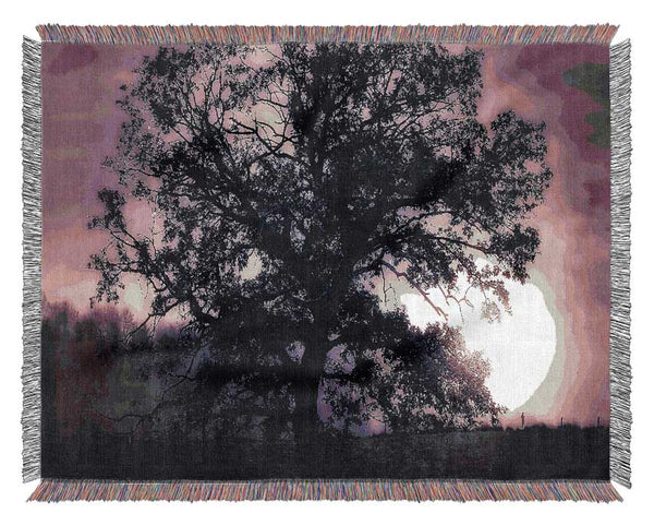 Tree Under Full Moon Woven Blanket