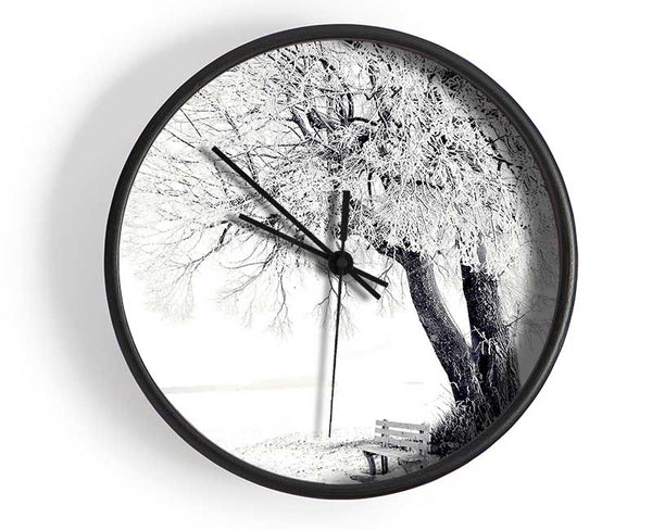 Bench Under Tree Winter Clock - Wallart-Direct UK