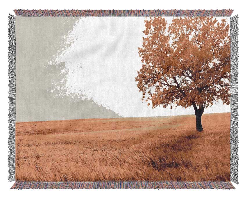 Golden Trees Fields Woven Blanket