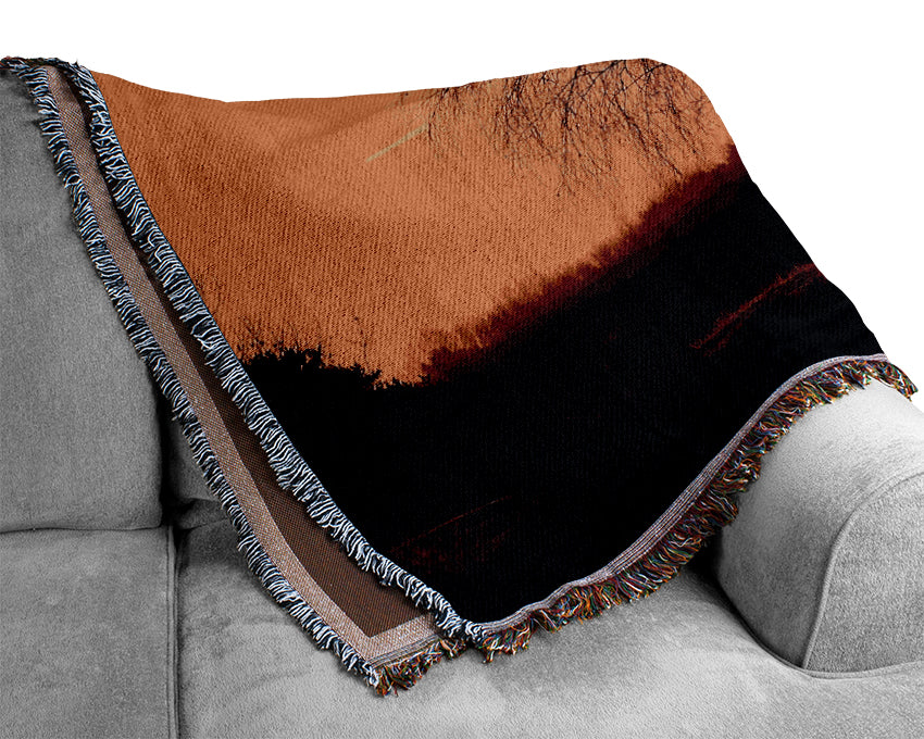 Sun Through The Golden Tree Woven Blanket