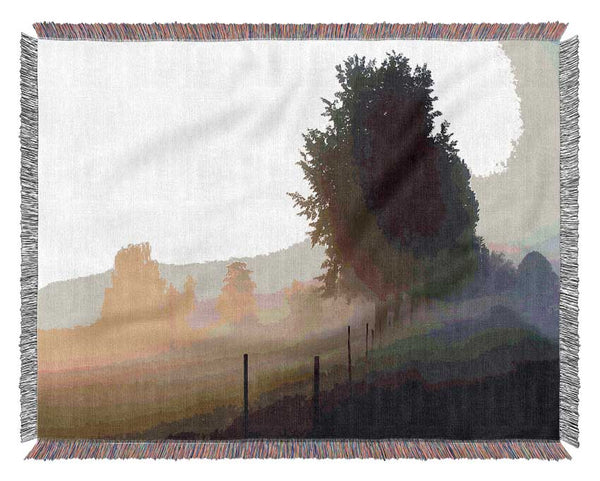 Mist In The English Countryside Woven Blanket