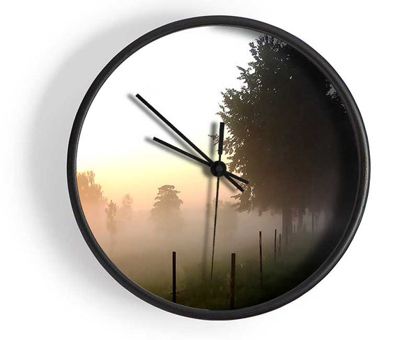 Mist In The English Countryside Clock - Wallart-Direct UK