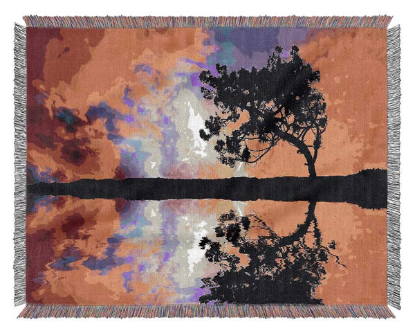 Tree Reflection In Water Woven Blanket