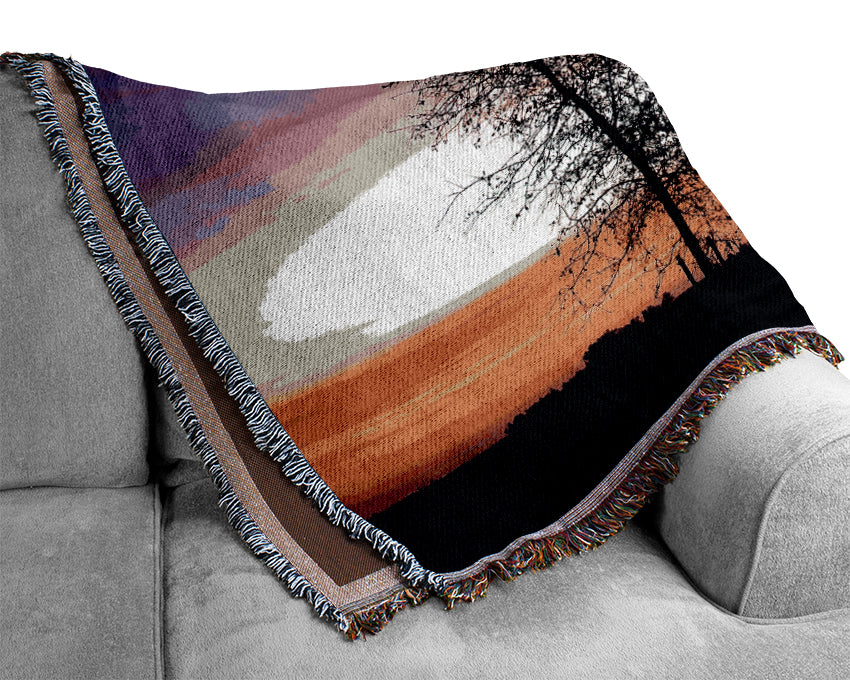 Winter Rainbow Sunrise Woven Blanket