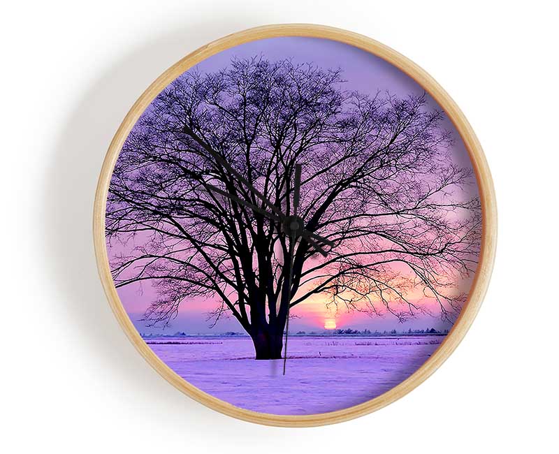 Sunrise In The Purple Winter Clock - Wallart-Direct UK