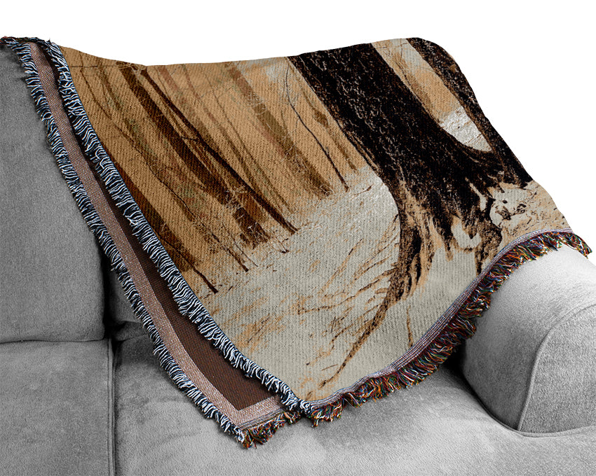 Winter Woodland Snow Woven Blanket