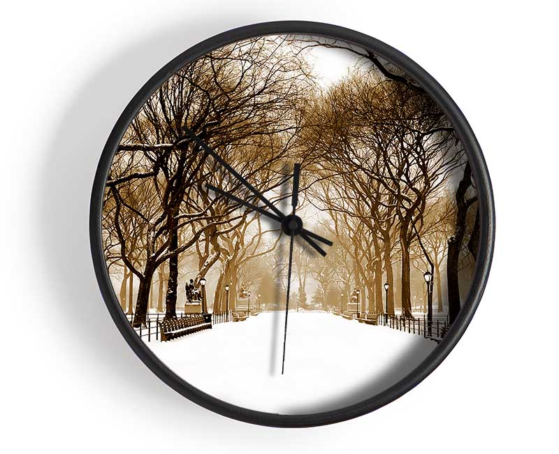 Winter Park Sepia Clock - Wallart-Direct UK