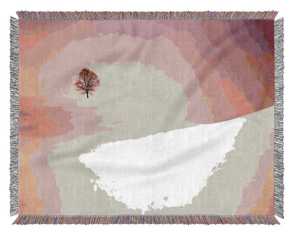 The Lonesome Winter Tree Woven Blanket