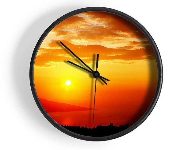 Morning Orange Sun Over The Ocean Clock - Wallart-Direct UK