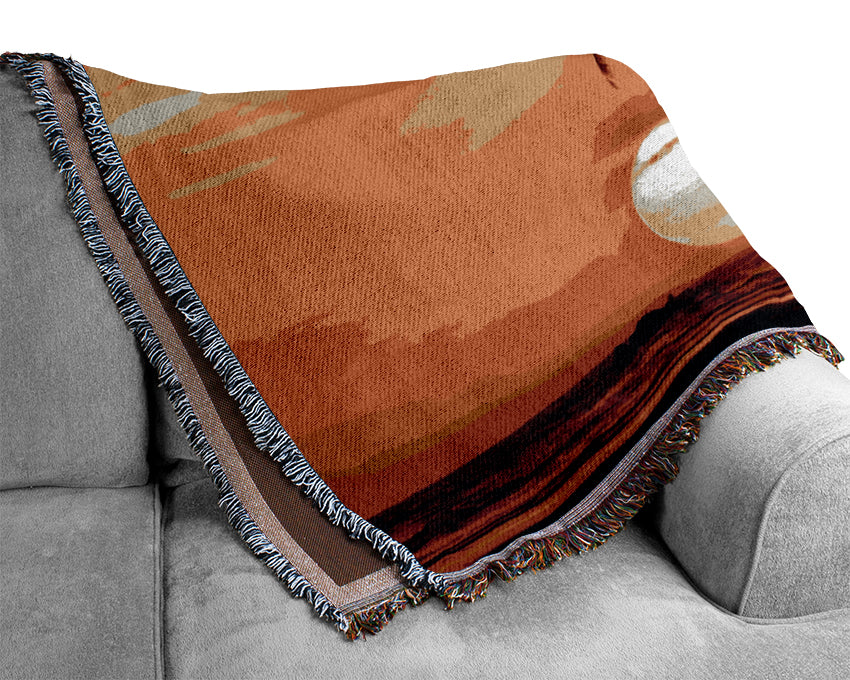 Palm Tree Paradise At Sunset Woven Blanket