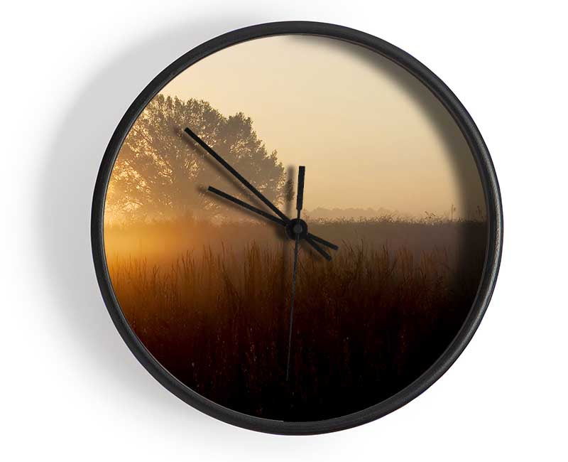 Yorkshire Dales Sunset Mist Clock - Wallart-Direct UK