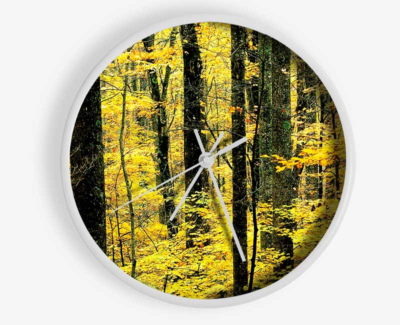 Yellow Woodland Clock - Wallart-Direct UK