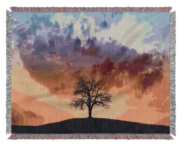 Tree In The Morning Light Woven Blanket