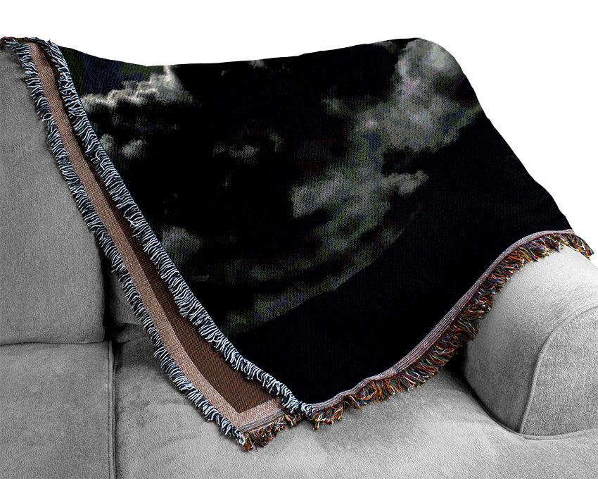 Midnight Clouds B n W Woven Blanket