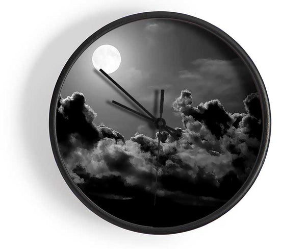 Midnight Clouds B n W Clock - Wallart-Direct UK