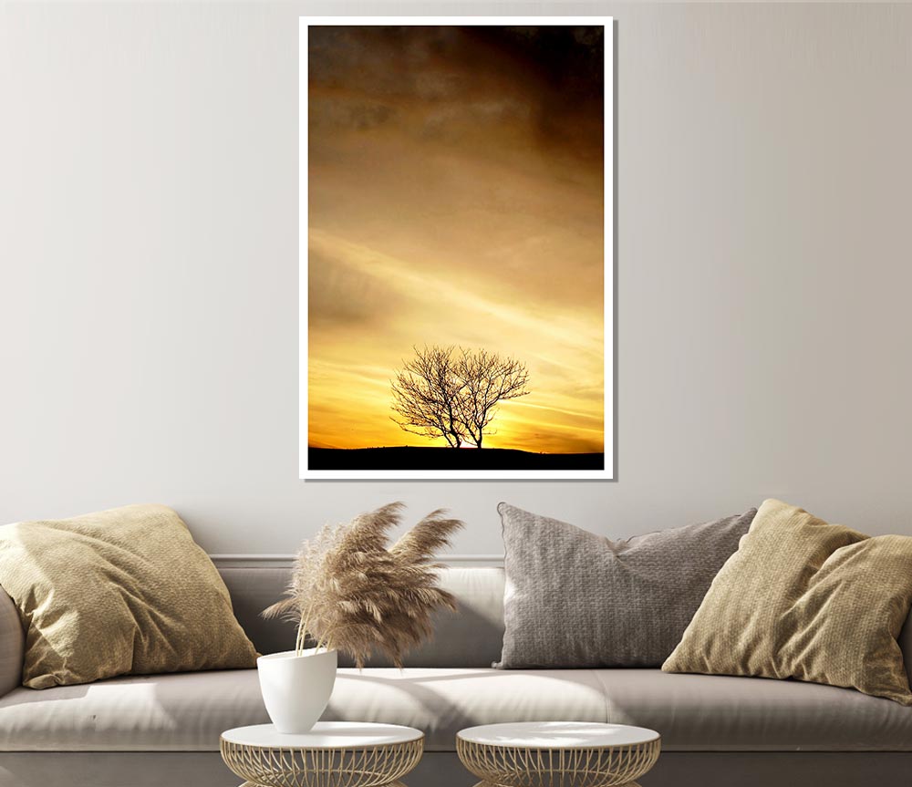 The Lonely Tree At Dusk Print Poster Wall Art