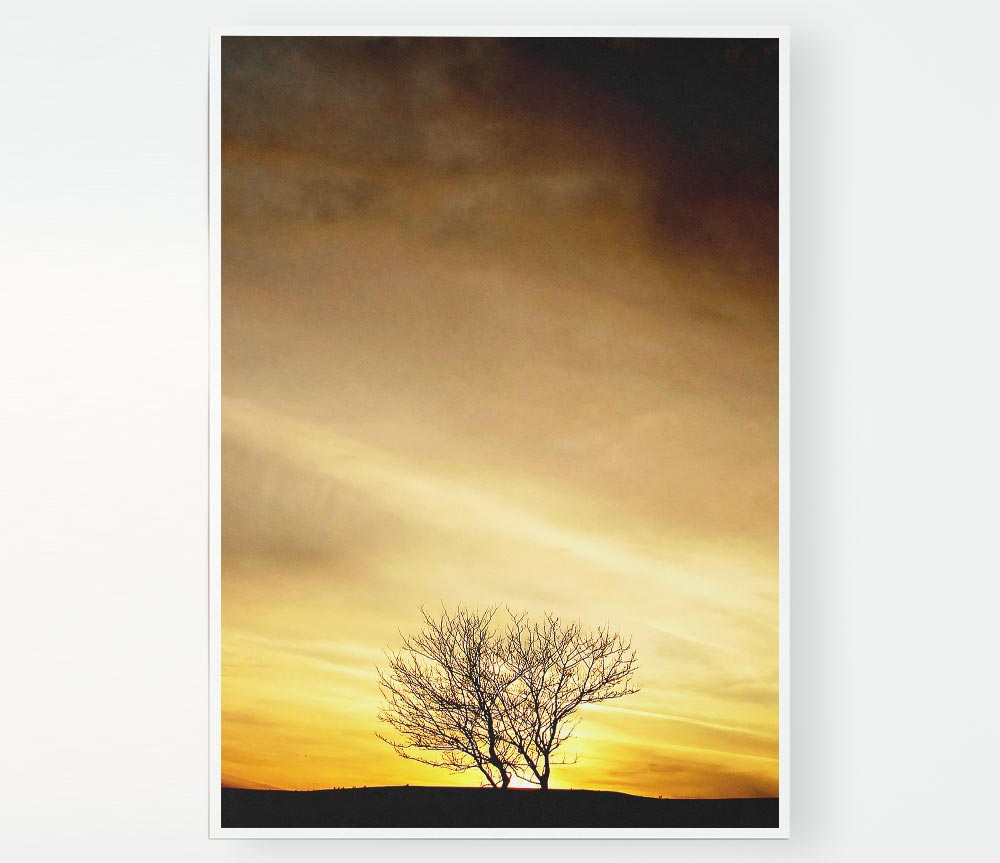 The Lonely Tree At Dusk Print Poster Wall Art