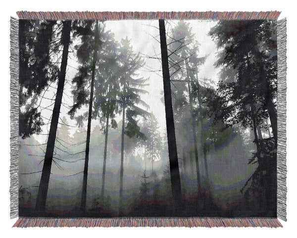 Mist Of The Woodland B n W Woven Blanket