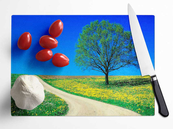 The Lonely Tree Road Glass Chopping Board