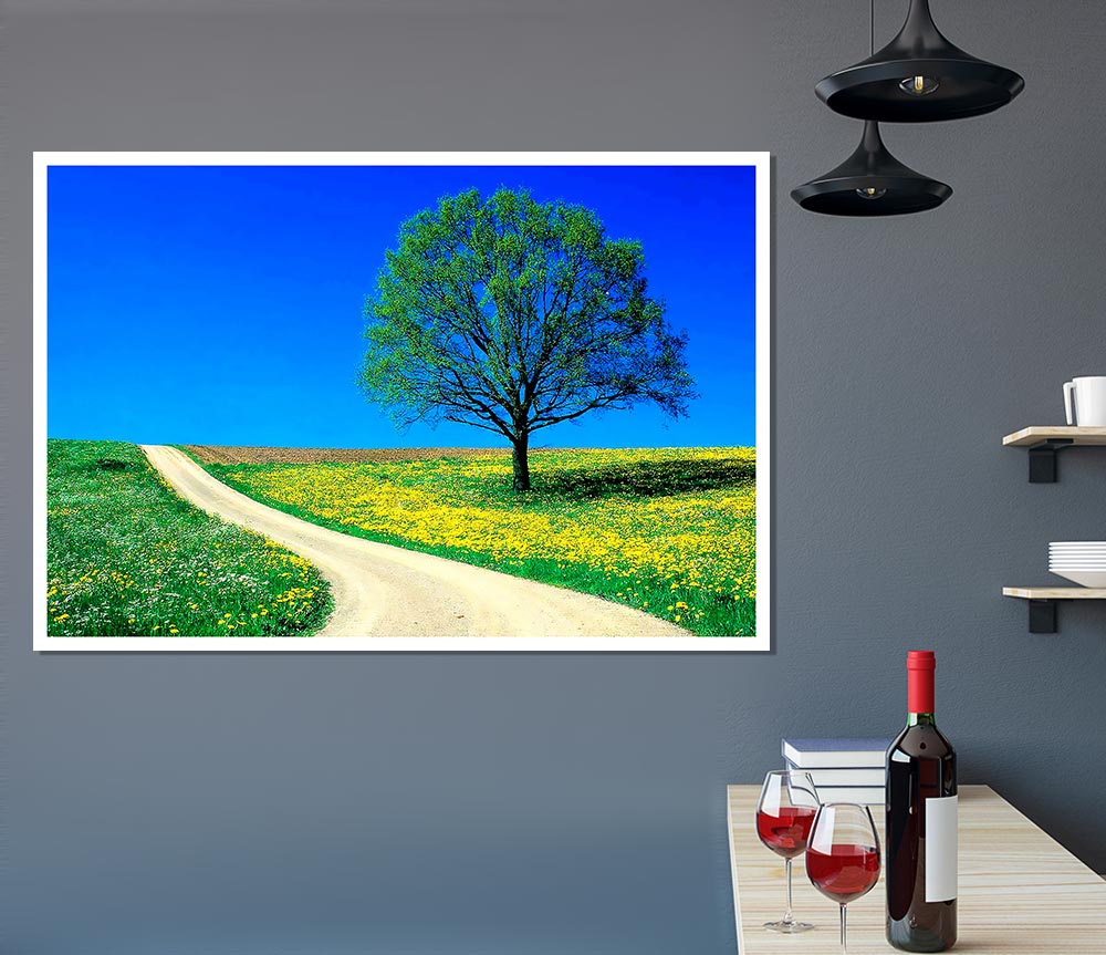 The Lonely Tree Road Print Poster Wall Art