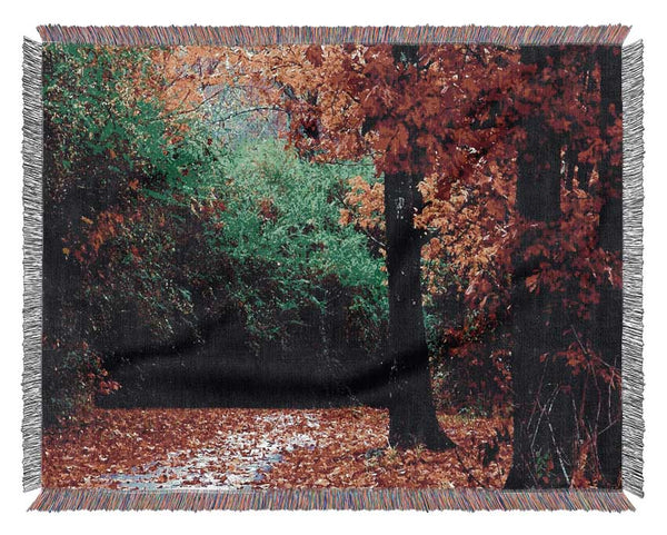 The Autumn Red Road Woven Blanket