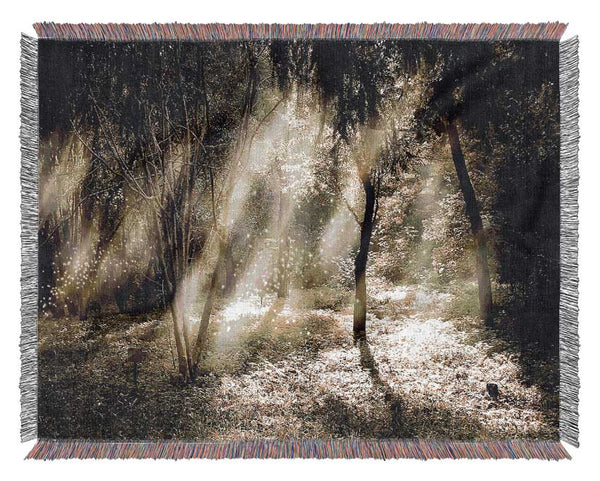 Mid Day Sun Through The Trees Woven Blanket