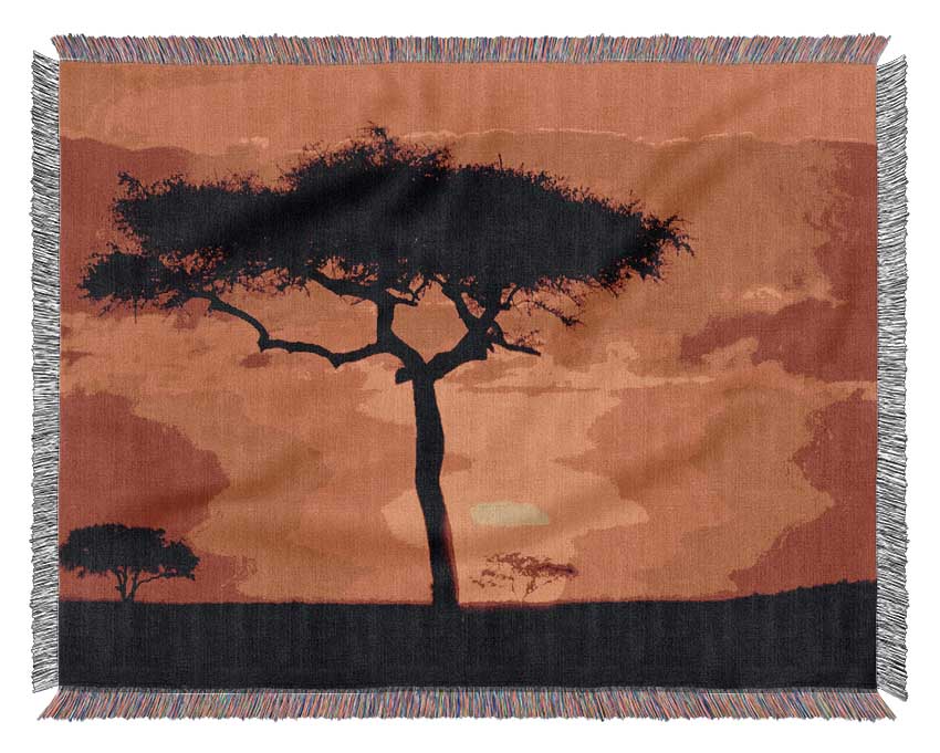 Glowing Orange African Tree Woven Blanket