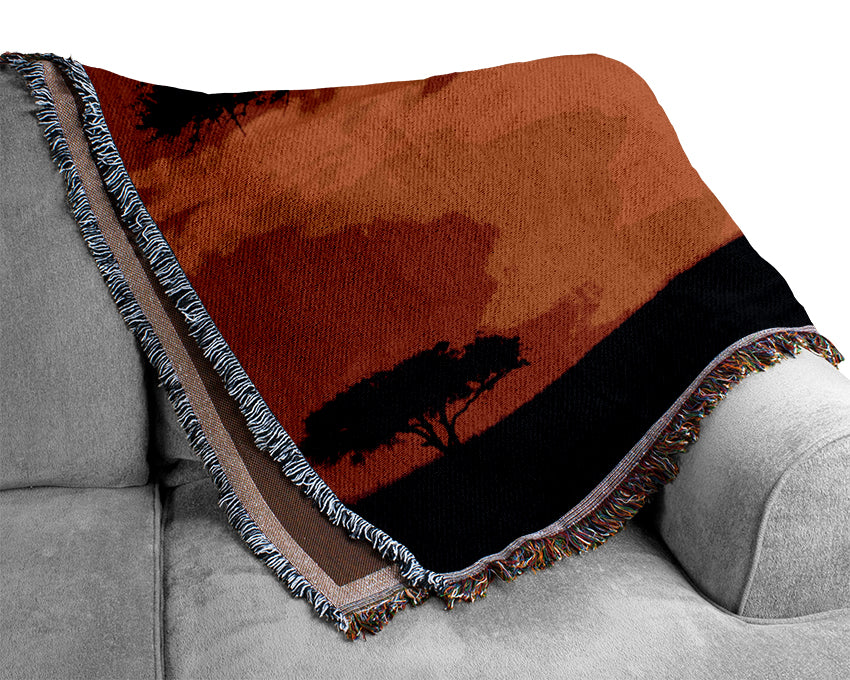 Glowing Orange African Tree Woven Blanket
