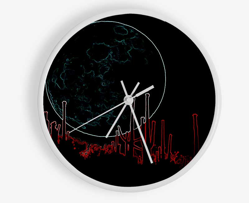 Abstract Neon Landscape 07 Clock - Wallart-Direct UK